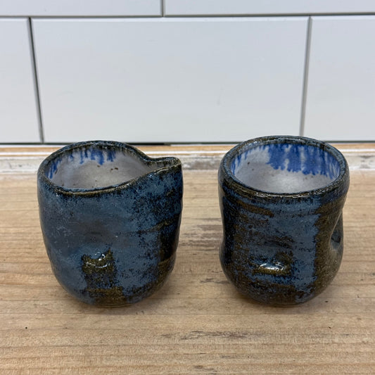 Blue Studio Pottery Stoneware Creamer & Sugar Bowl Set