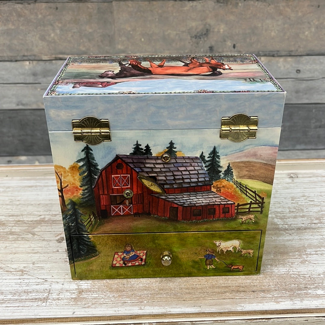 Enchantmints Music Jewelry Box Model #B1023, Horse Ranch