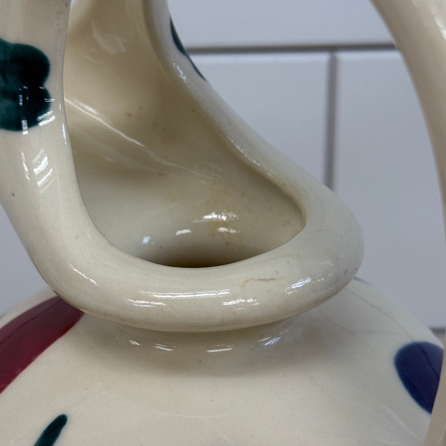 Purinton Slip Ware Floral Honey Syrup Pitcher USA 1950s