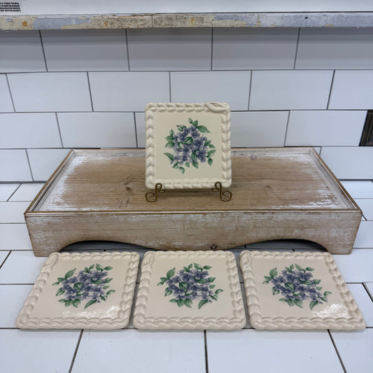 Pfaltzgraff Garden Party Square Sandwich Plates Set of 4 Floral