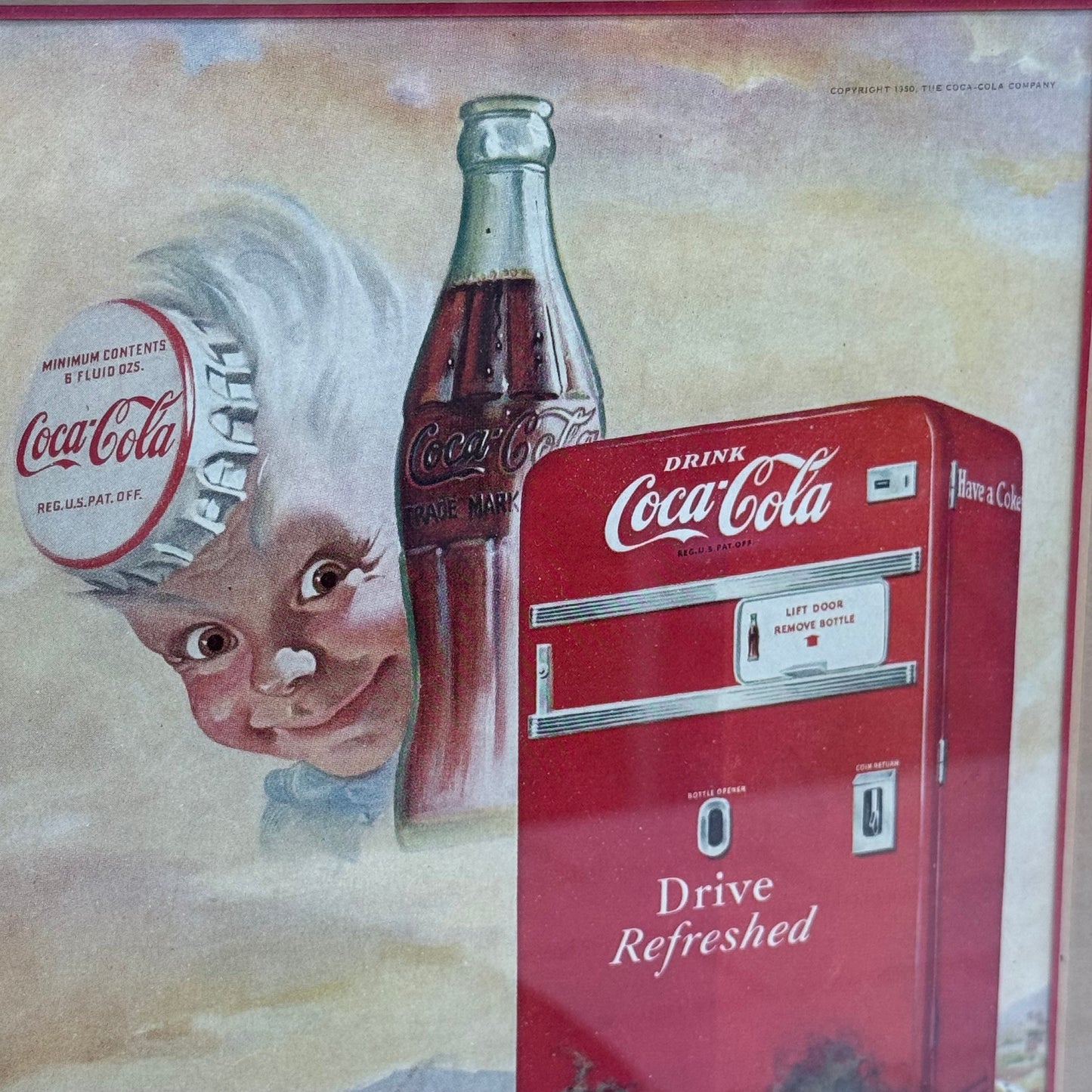 Coca-Cola Original Framed Print Advertisements Set of 2 1950