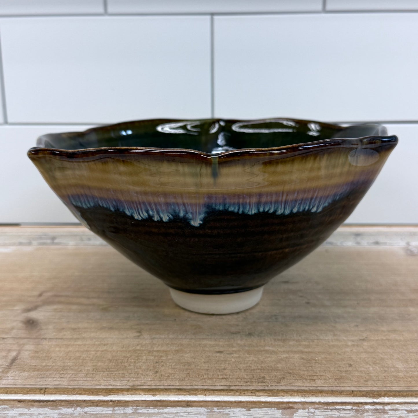 Studio Art Pottery Drip Glaze Ceramic Bowl