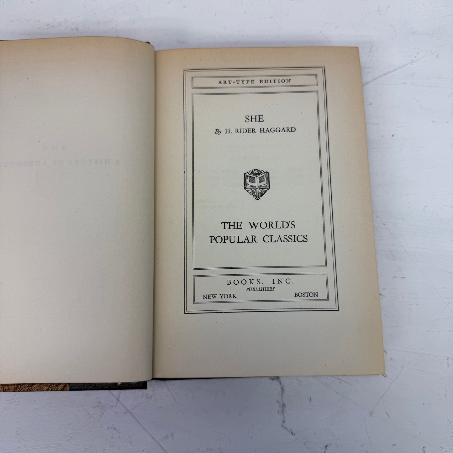 H. Rider Haggard She: A History of Adventure Hardback, 1940s Ed.