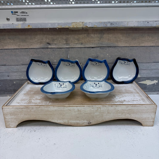 Takahashi Ceramic Cat Dipping Bowls, Set of 6