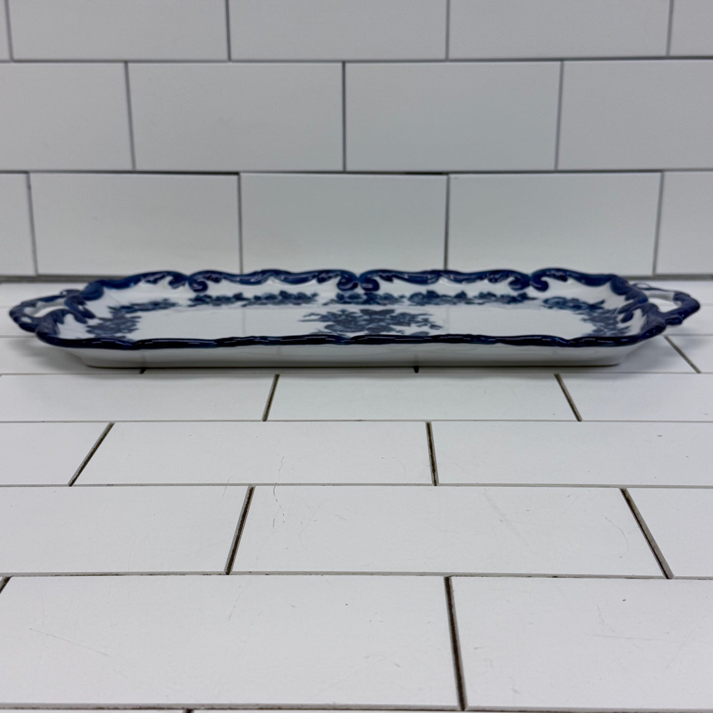 Floral Handled Vanity Tray, Porcelain