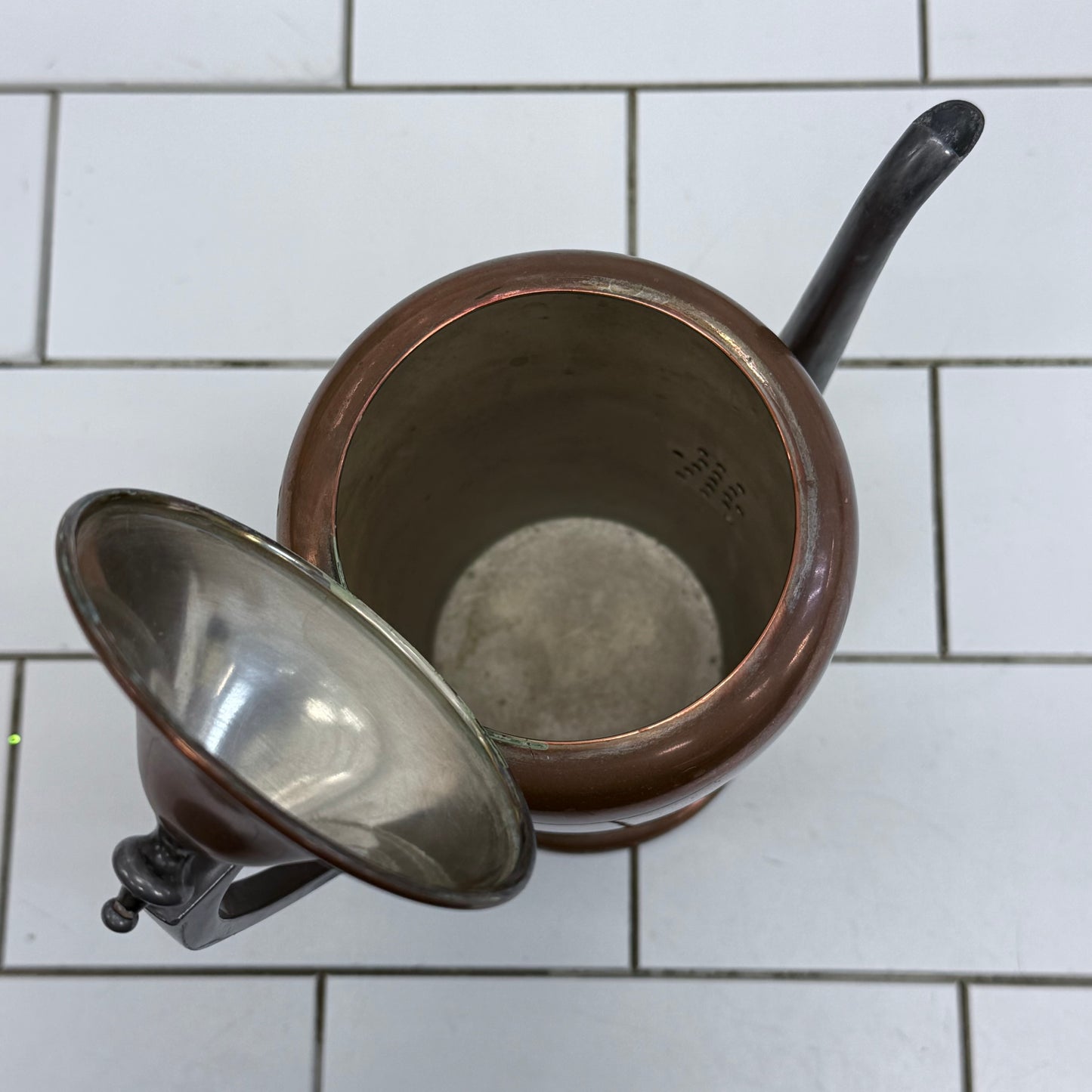 Taber & Tibbits Copper Silver plate Coffee Pot 1920s
