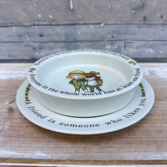 Johnson Bros. Joan Walsh Anglund Bowl and Plate, 1970s