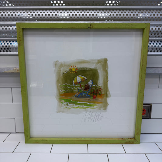 Beach Art Print Coastal Cottage Decor Signed 1990s