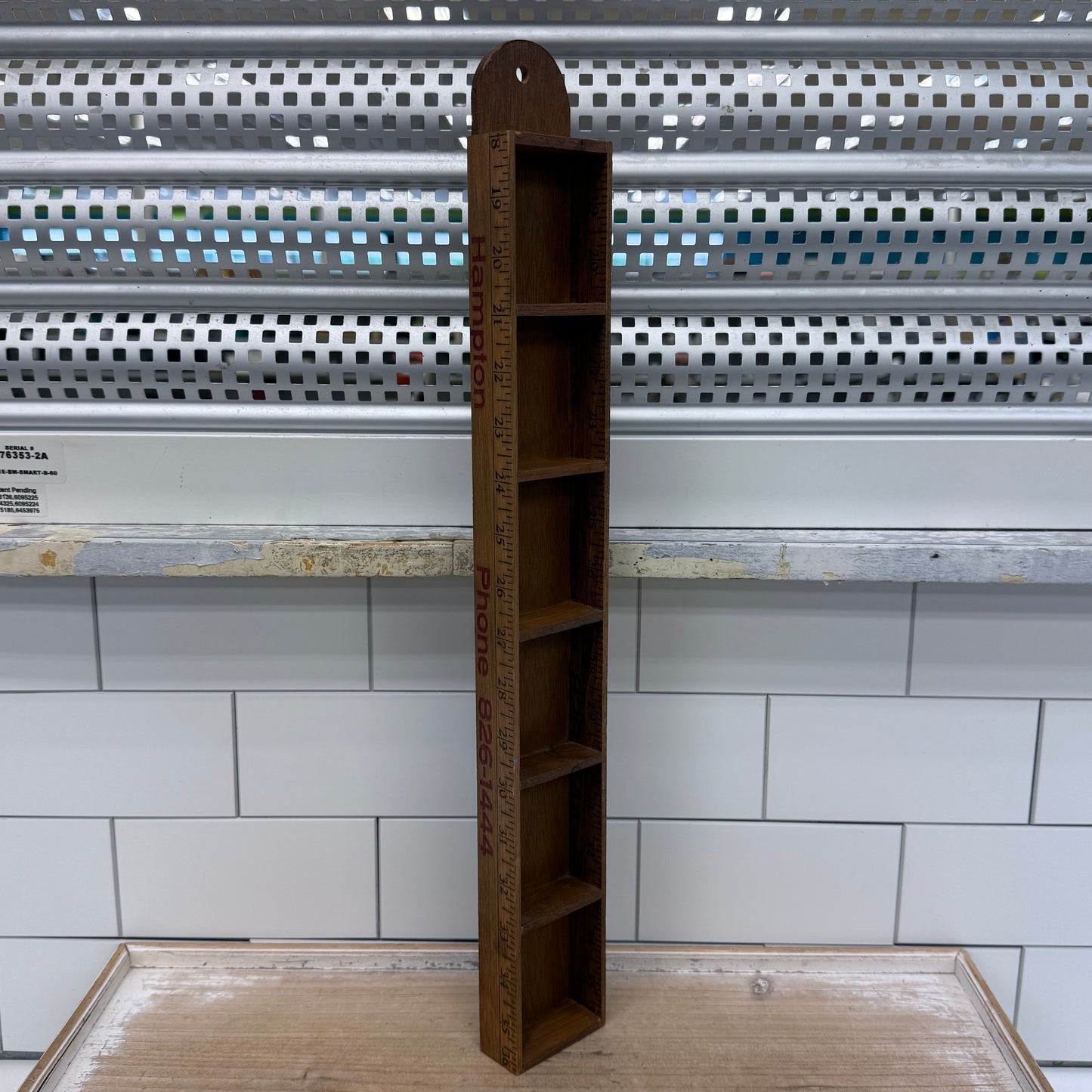 Handcrafted Yardstick Wall Shelf Wooden Miniature Display Rack