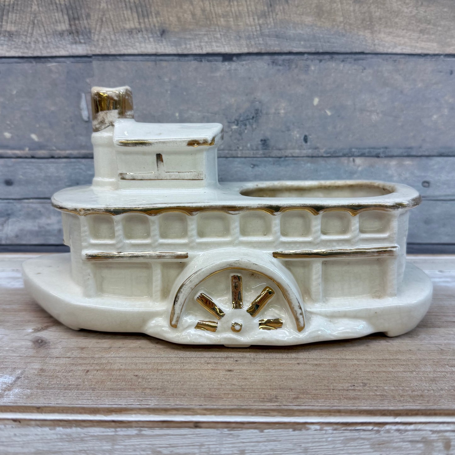 Steamboat Ceramic Planter, 1950s