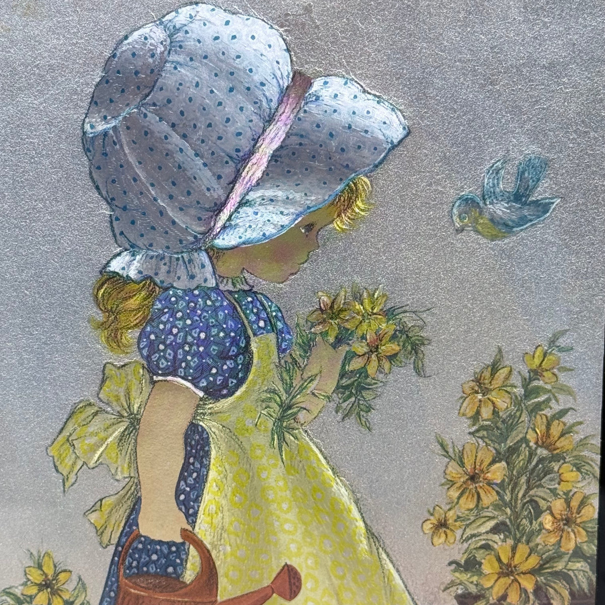 Dufex Foil Print Bonnet Girl Garden Framed Wall Art
