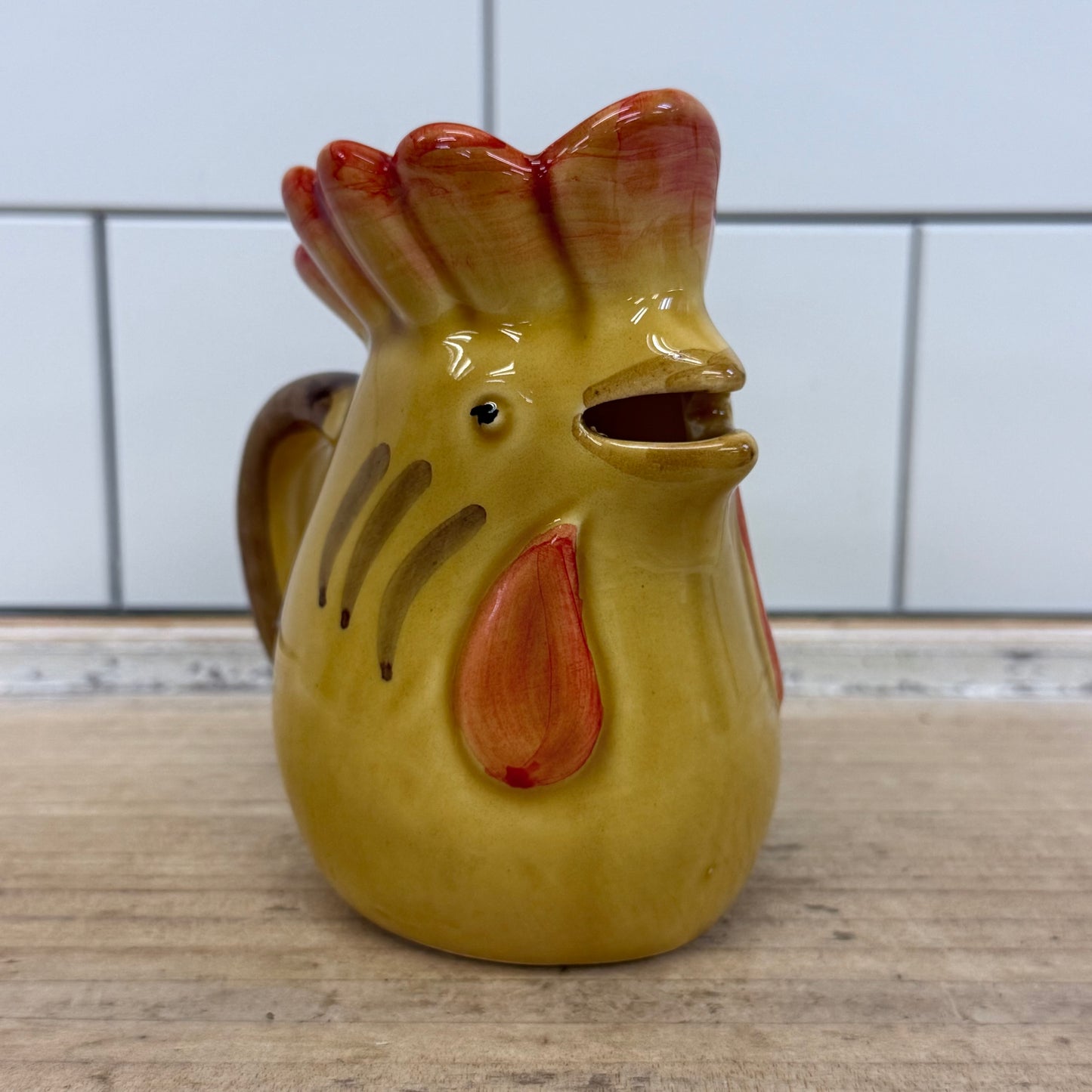 Italian Ceramic Rooster Creamer Pitcher Hand Painted