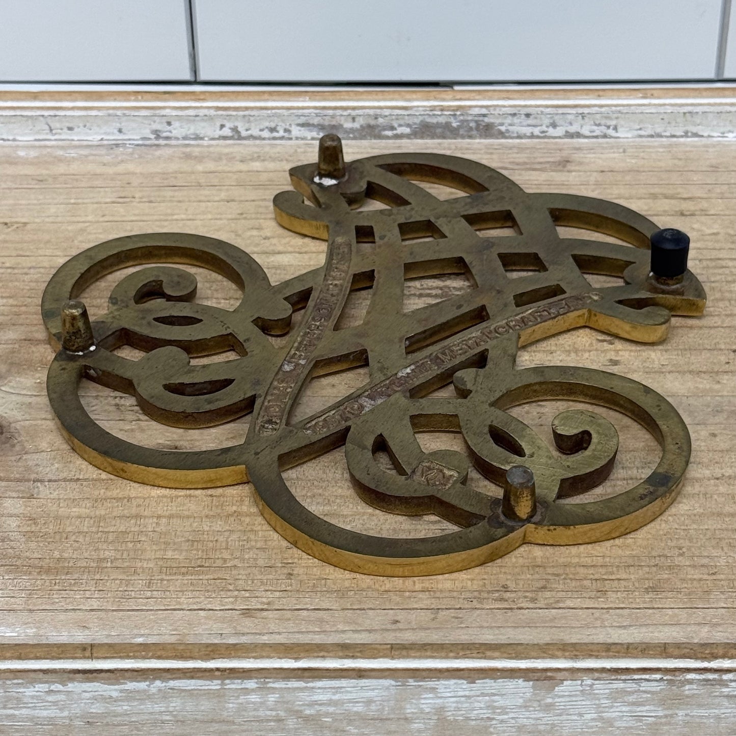 Virginia Metalcrafters Thomas Jefferson Cypher Brass Trivet 1957