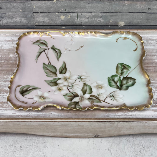Haviland & Co. Limoges Floral Porcelain Tray, Antique