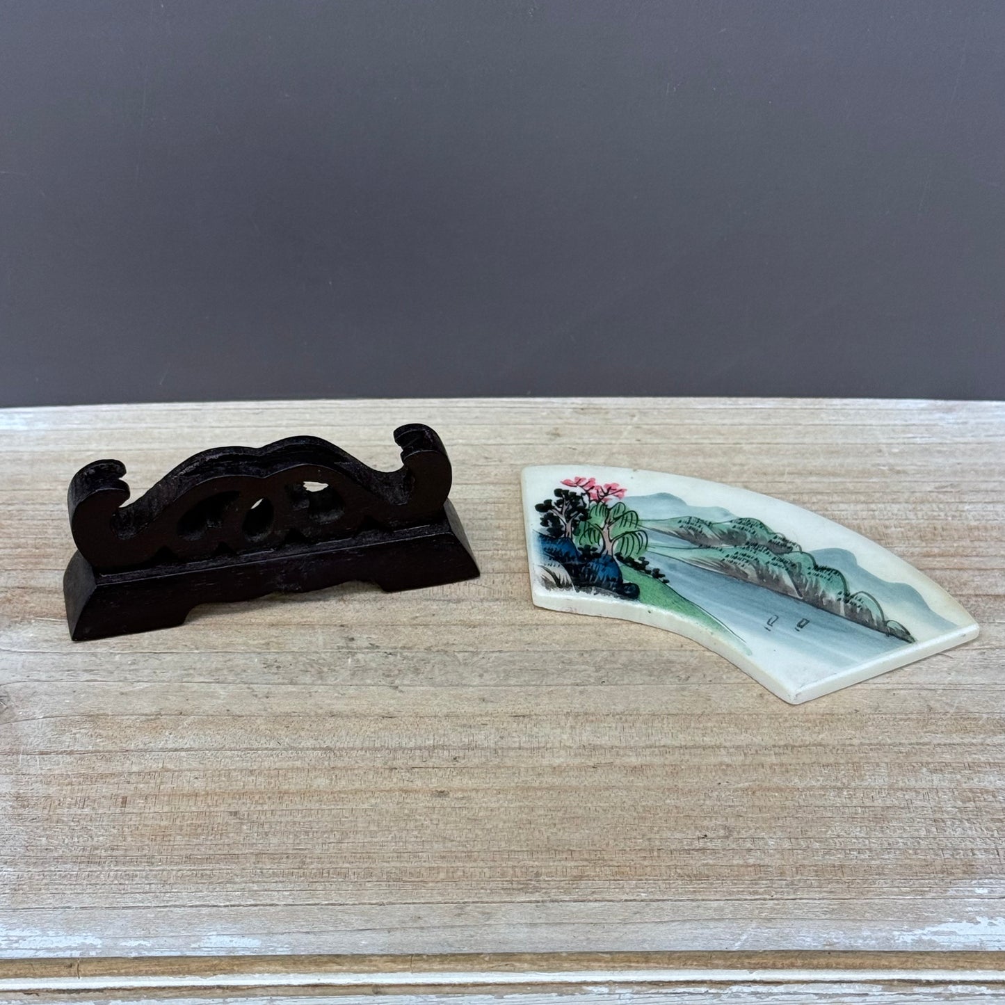 Decorative Plaque, Hand Painted with Ornate Stand