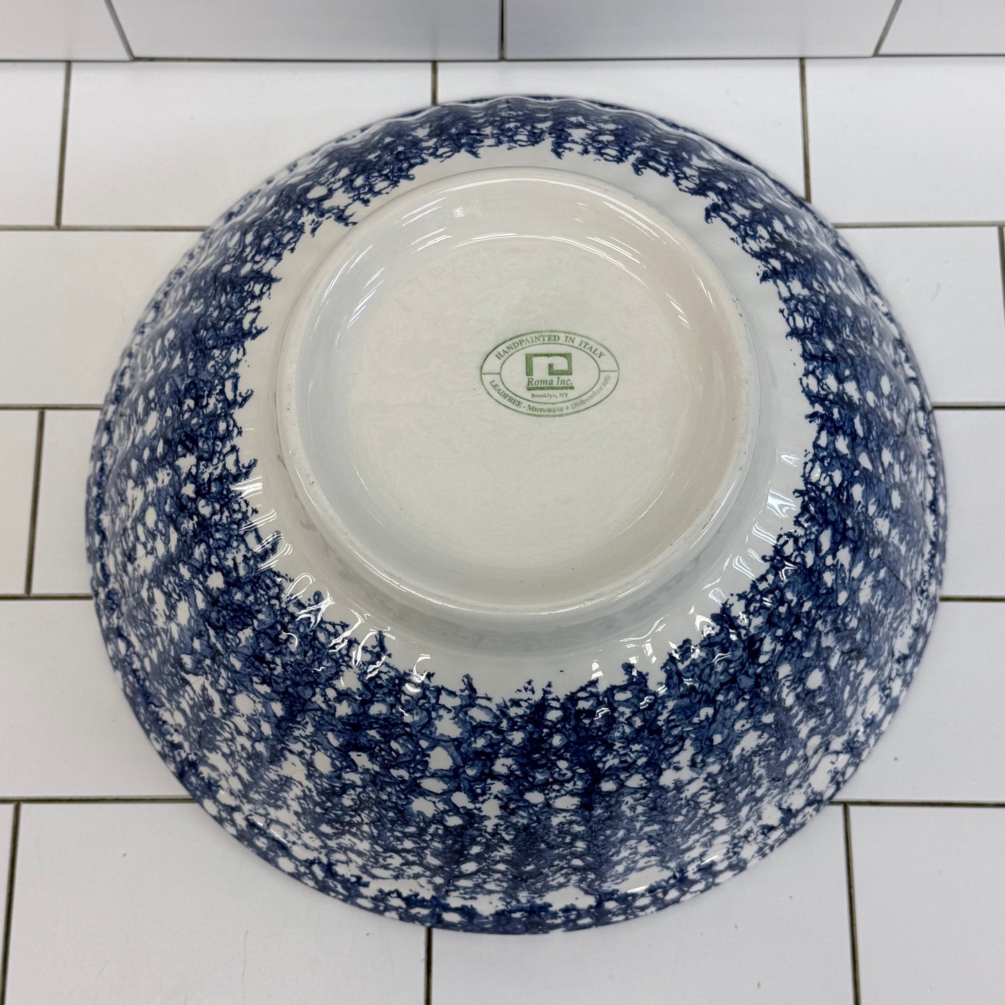 Roma Inc Italian Blue Spongeware Serving Bowl
