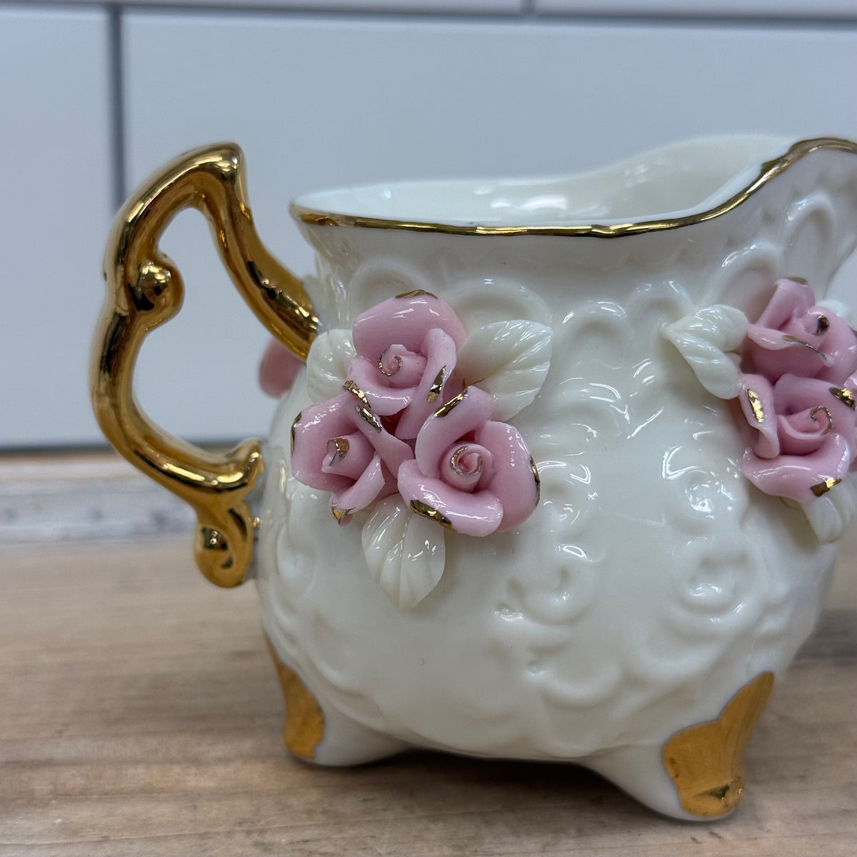 Cracker Barrel Pink Rose Porcelain Tea Set 1980s