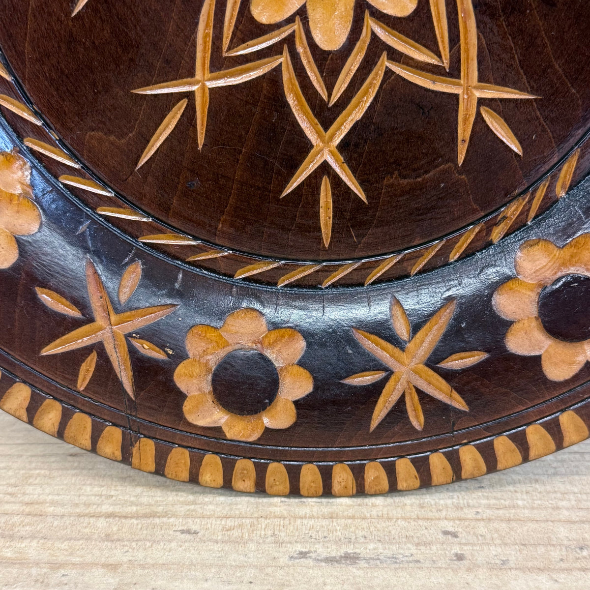 Carved Wood Floral Wall Plate