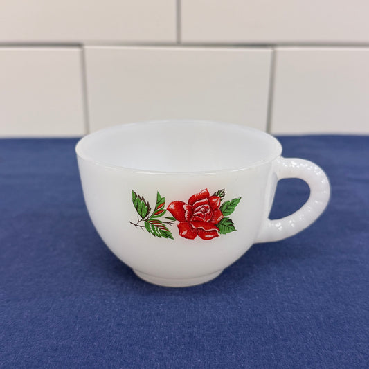 Federal Glass Rosecrest Snack Set in Box, Set of 8, Milk Glass