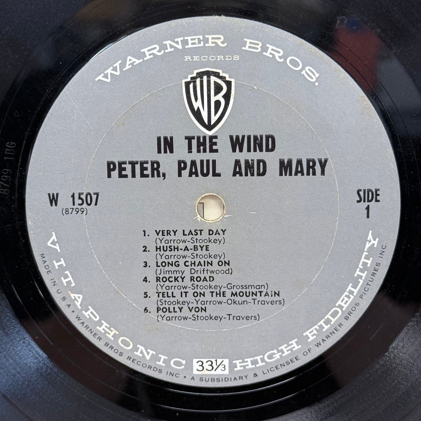 Peter, Paul and Mary In the Wind Vinyl Record LP 1963 #W 1507