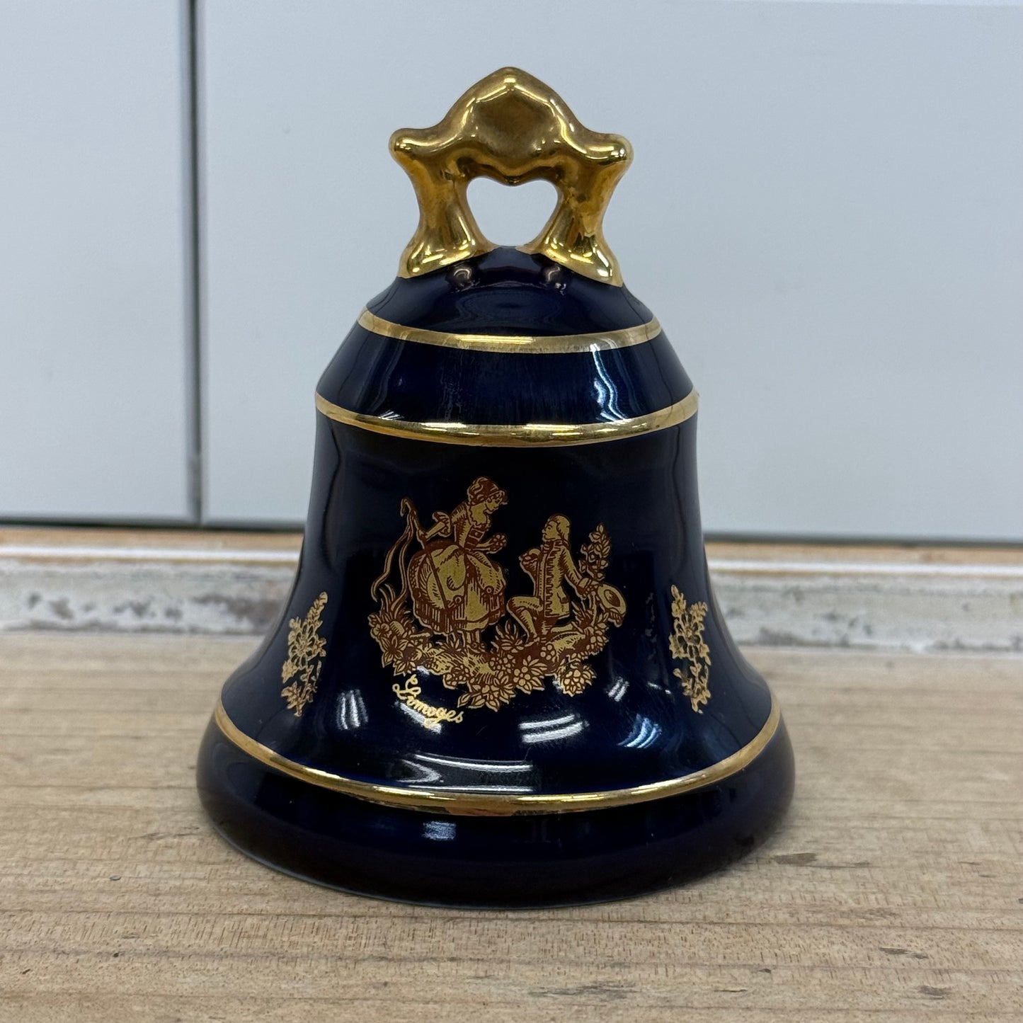 Limoges Castel France Cobalt Blue Porcelain Bell & Dish Set