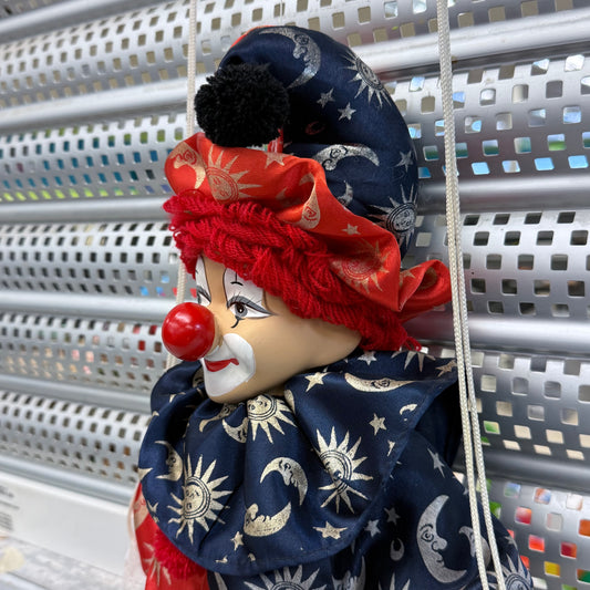Hanging Clown Doll on Swing with Porcelain Face