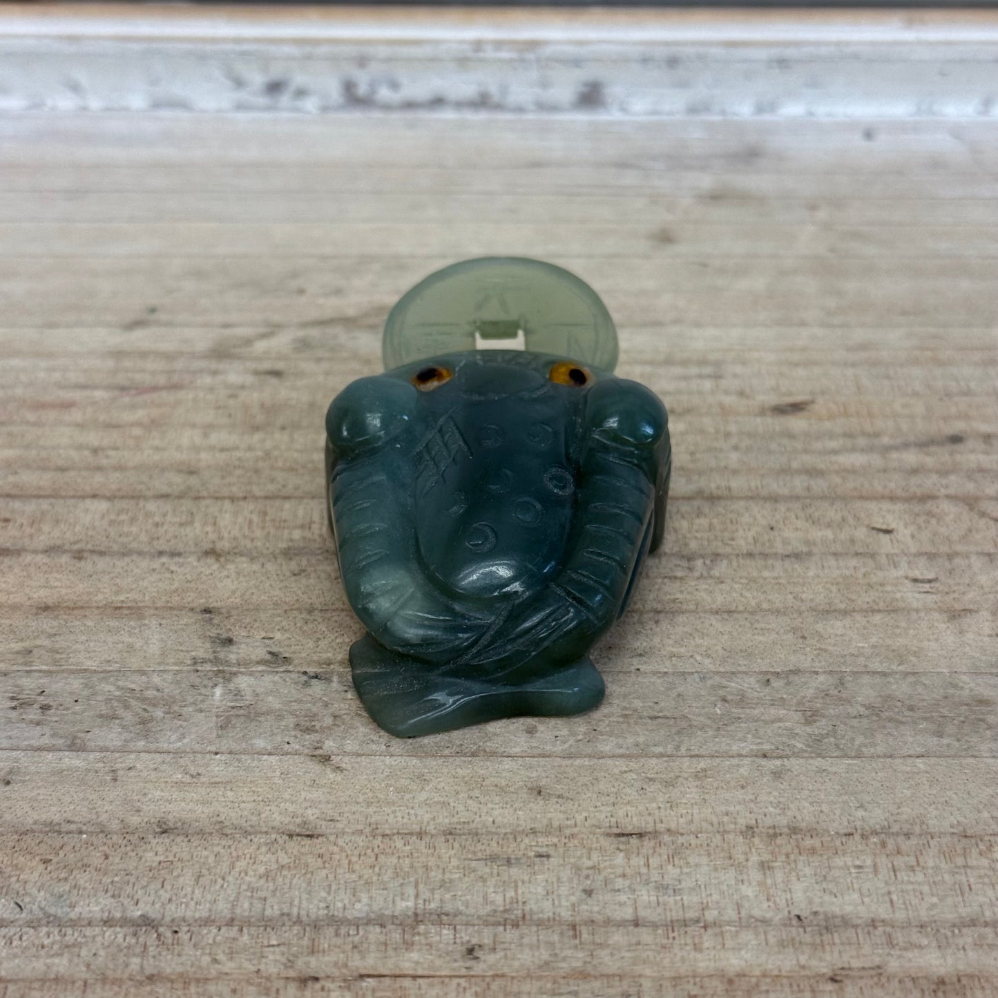 Carved Jade Jin Chan Money Frog Figurine