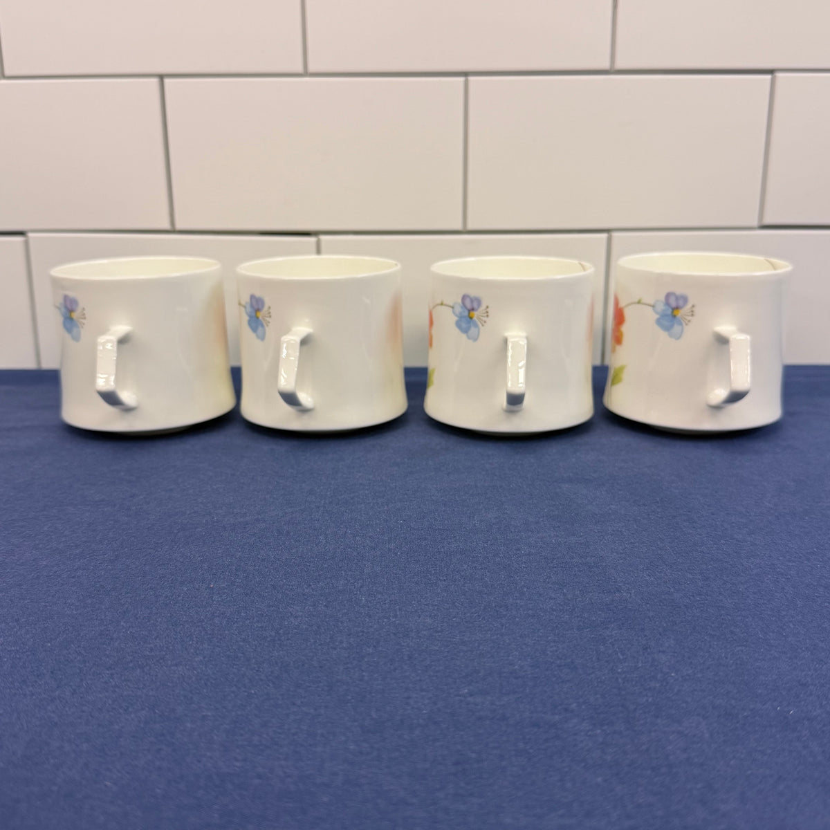 Mikasa Just Flowers Flat Cups Set of 4 Bone China 1980s