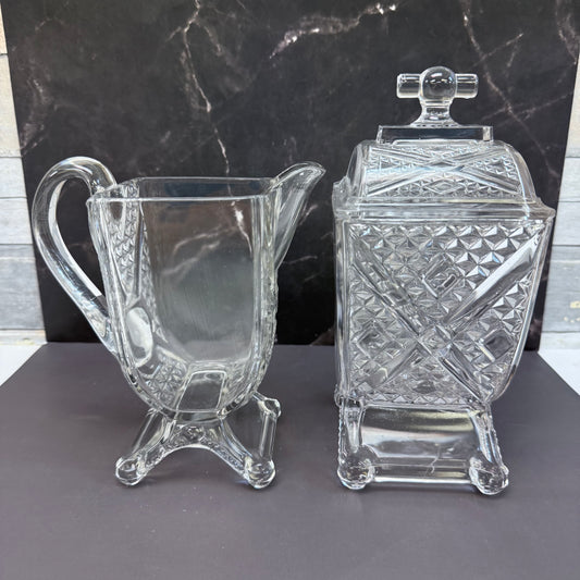 Adams & Co. Ashman Crossroads Creamer & Sugar Bowl, 1880s