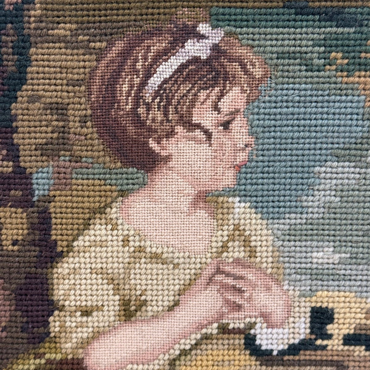 Joshua Reynolds Innocence Framed Needlepoint Portrait Art