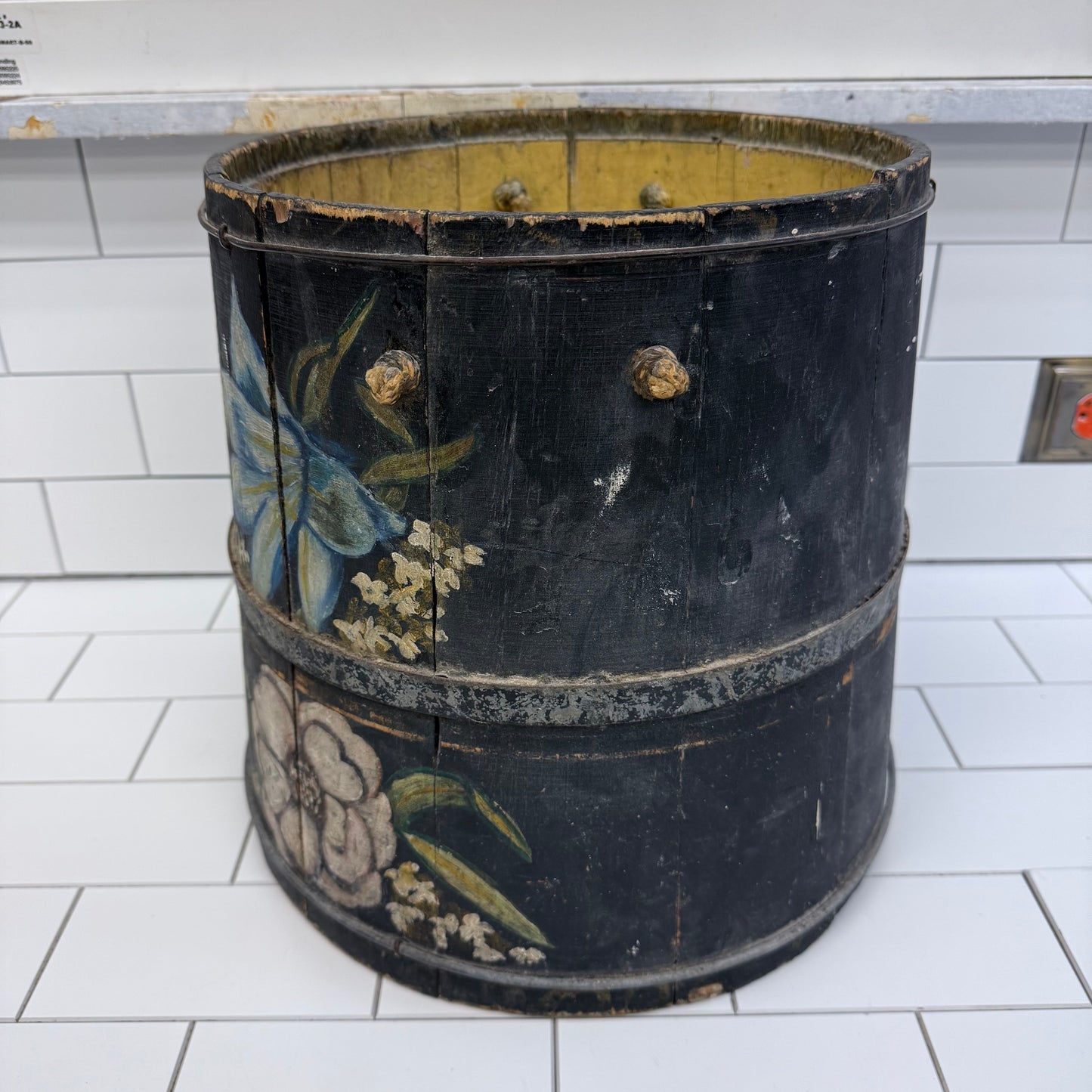 Decorative Bucket, Hand Painted Floral