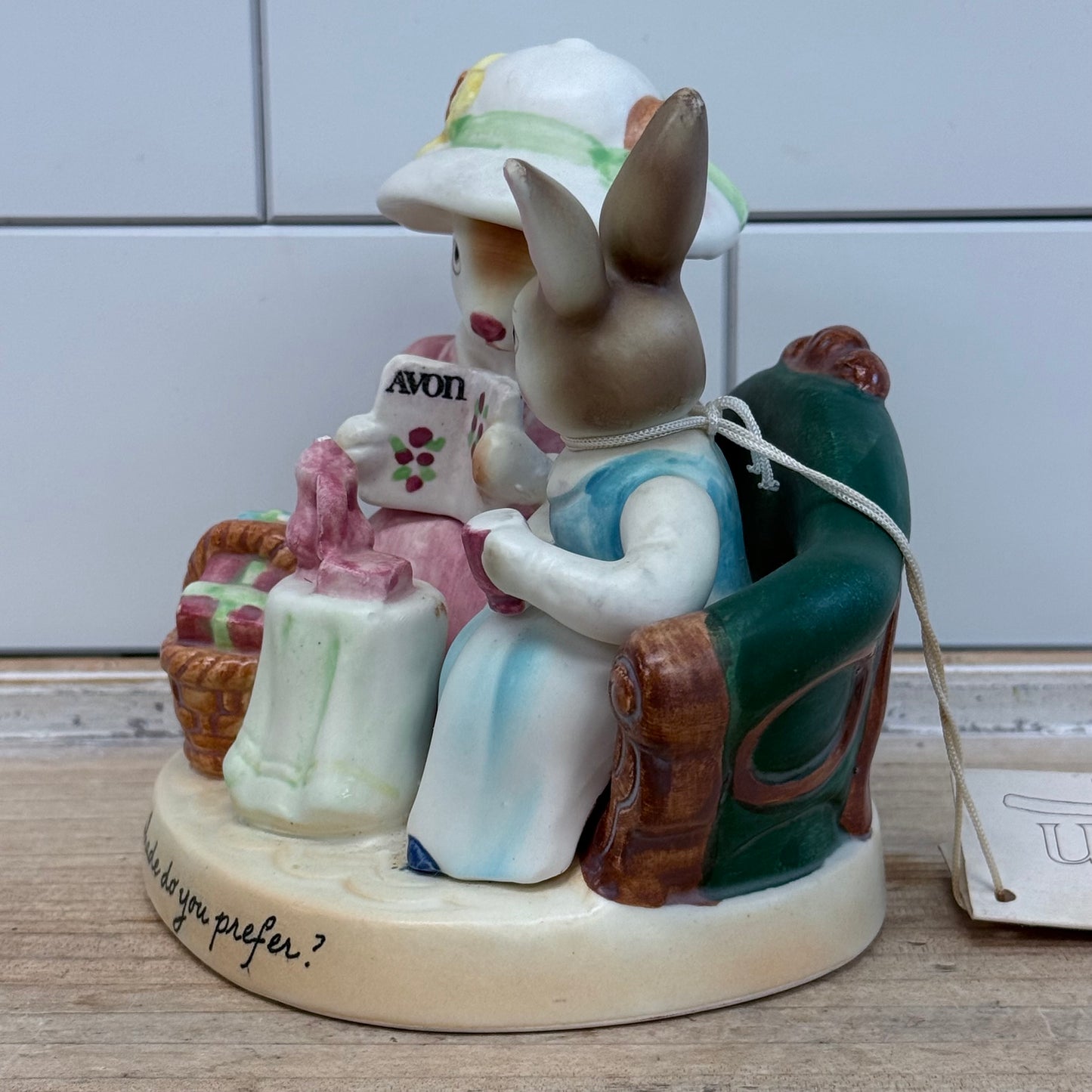 Avon Precious Moments Rabbit Teatime Figurine 1980