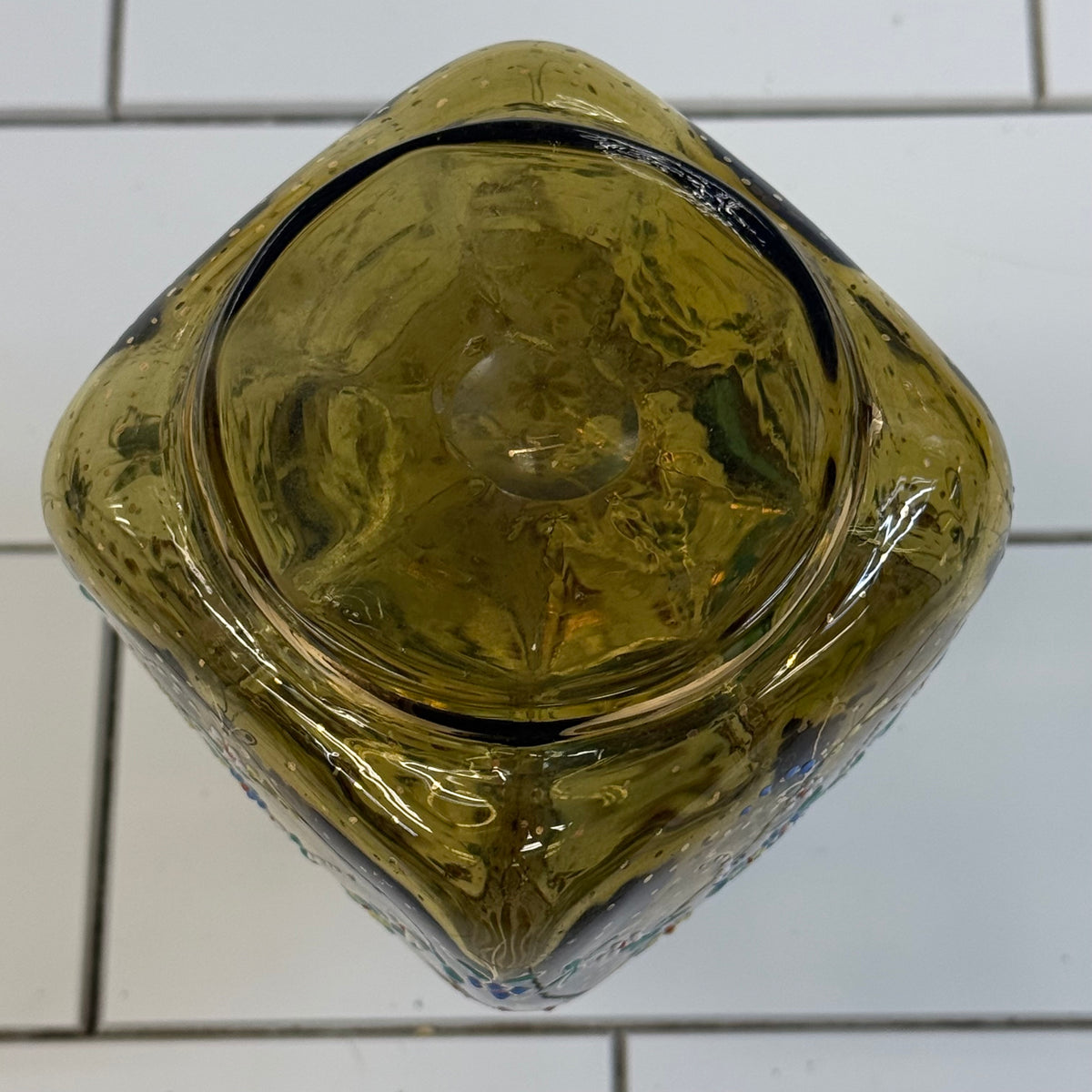 Theresienthal Enameled Glass Decanter c1890