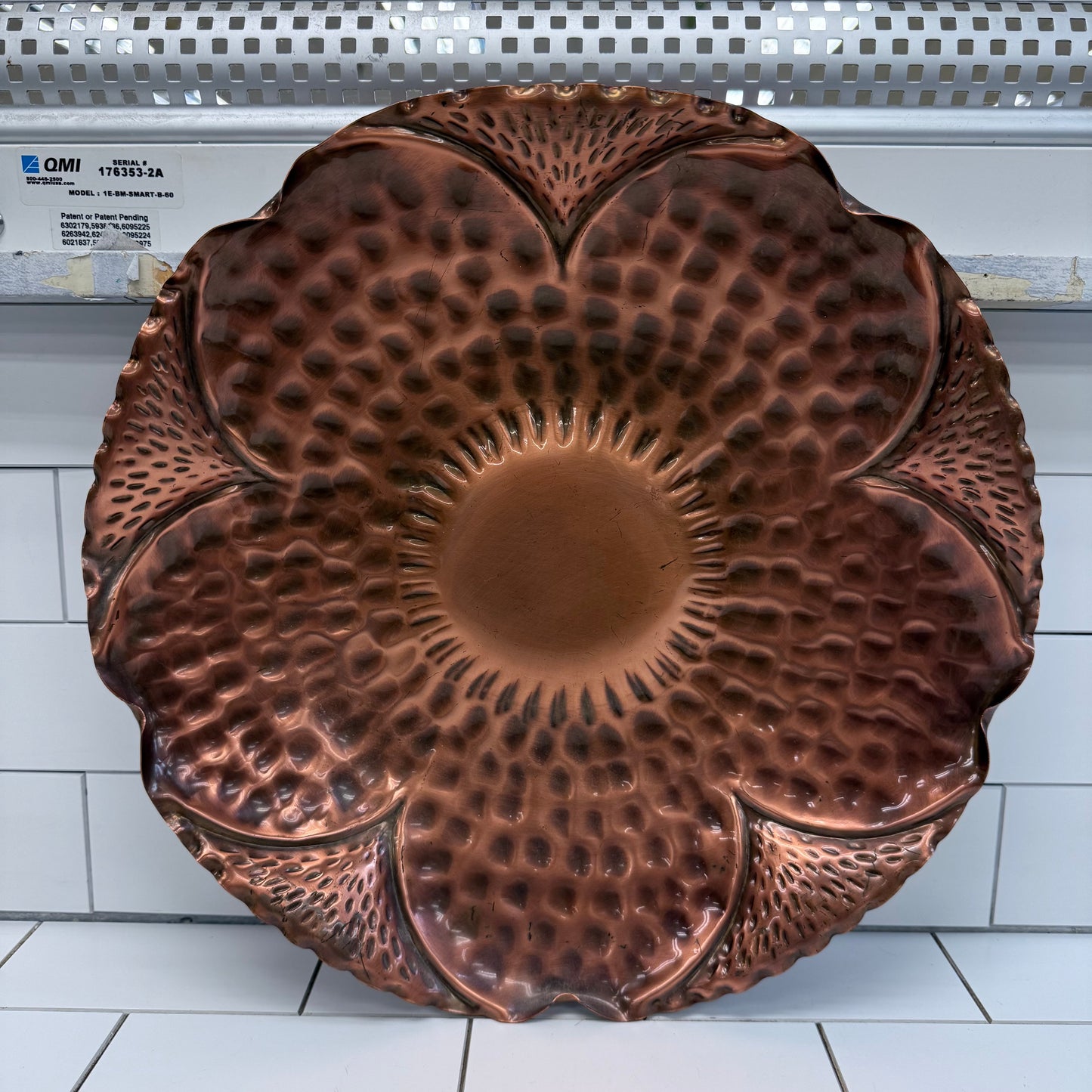 Gregorian Copper Hammered Floral Bowl Wall Hanging MCM