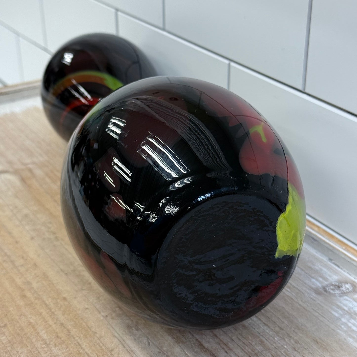 Murano Style Hand Blown Hourglass Art Glass Vase