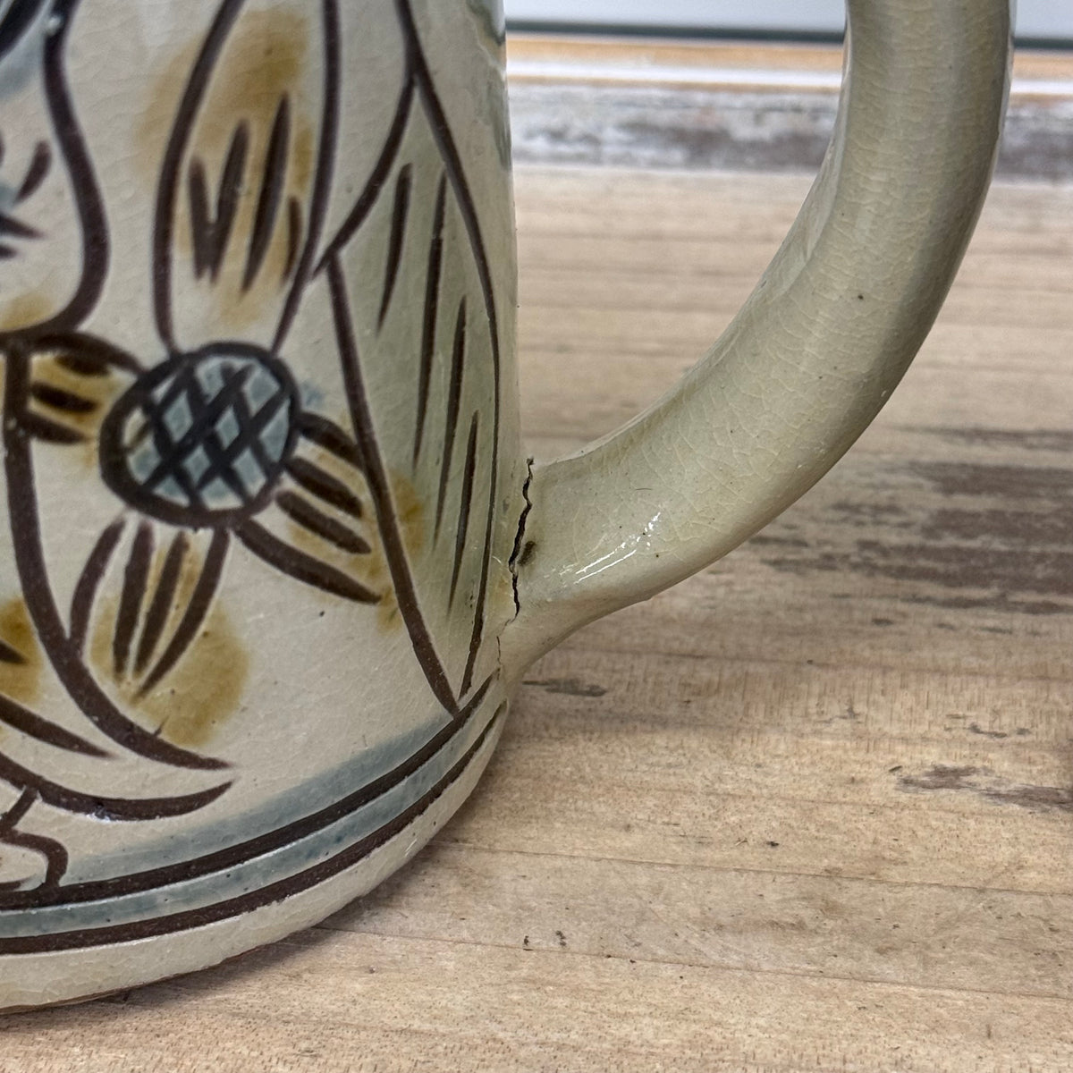 Folk Art Pottery Mugs Set of 4 Ceramic Tankards