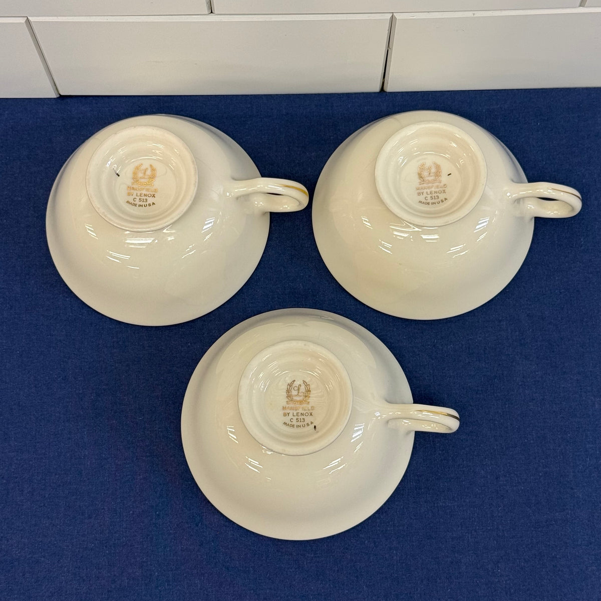Lenox Mansfield Teacups & Saucers Set of 3 circa 1950