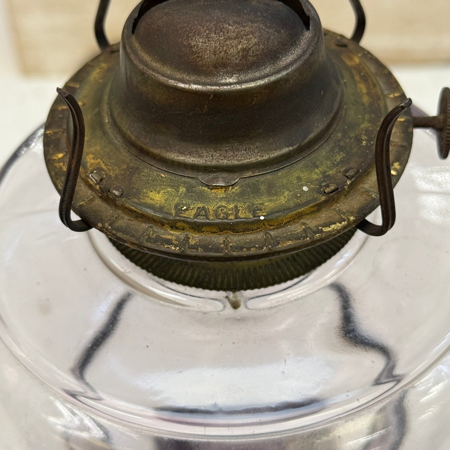 P&A Mfg. Co. Eagle Amethyst Glass Oil Lamp, c.1800s