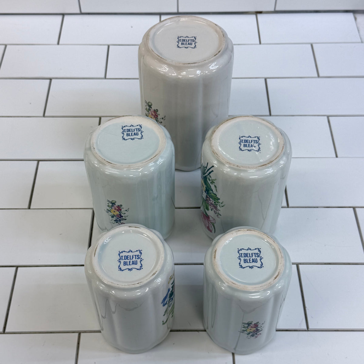 T. Delft's Bleau Floral Ceramic Kitchen Canisters Set of 5