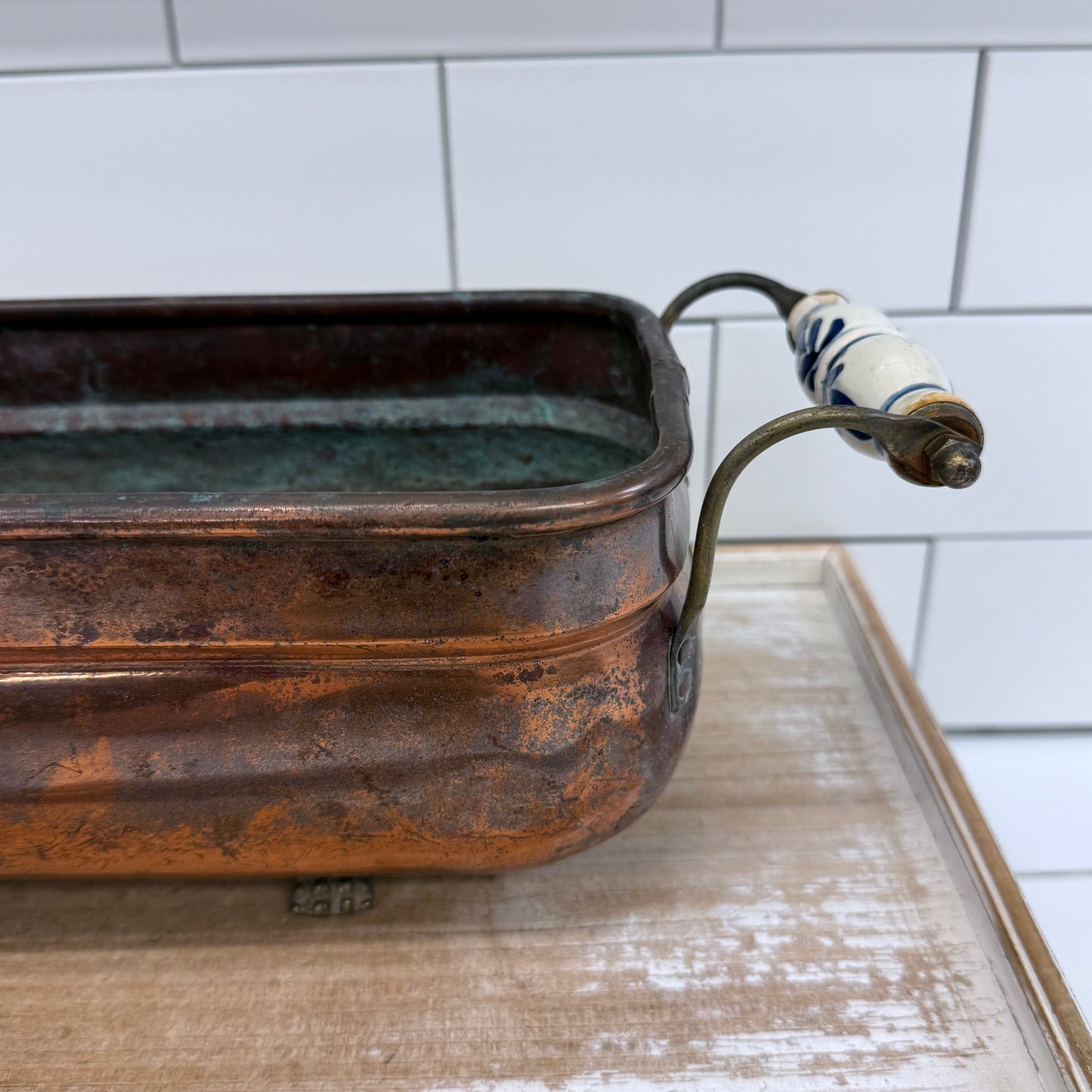 Victorian Revival Copper Planter with Lion Paw Feet