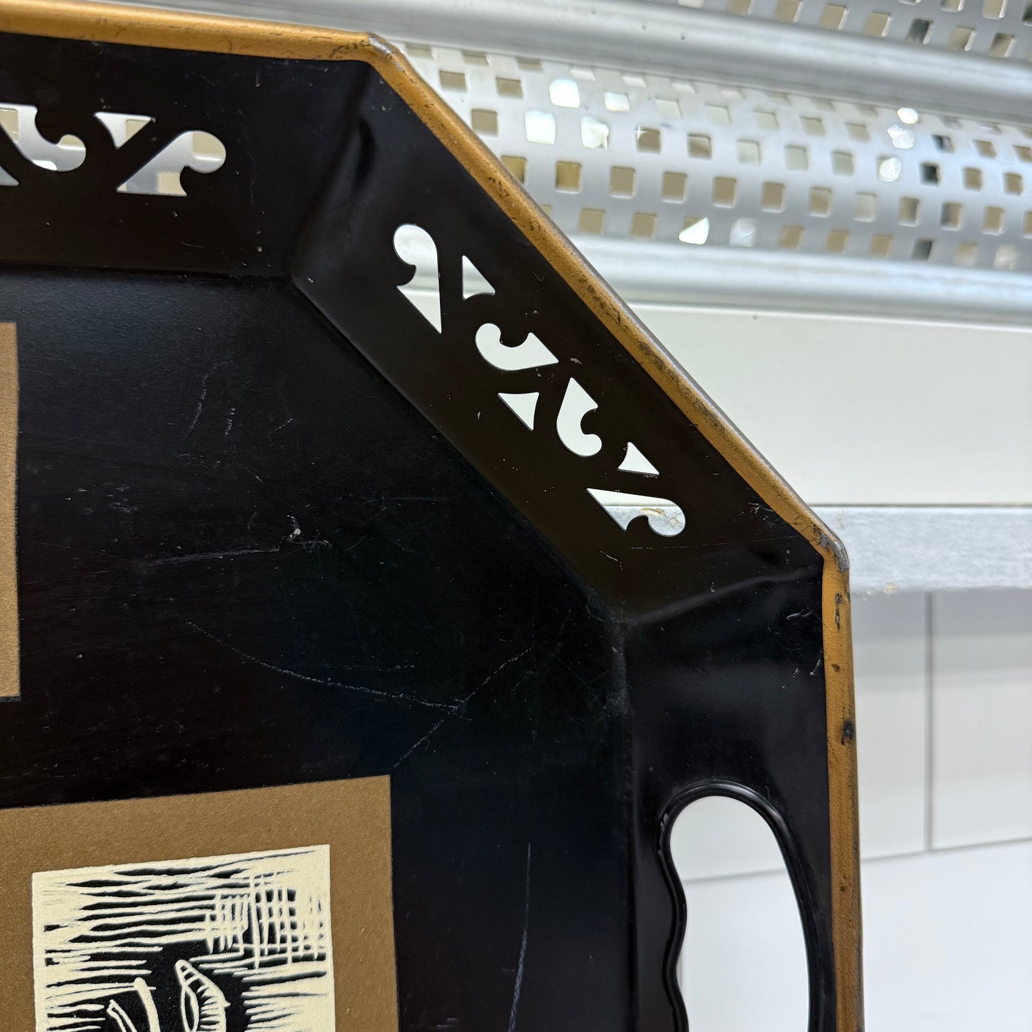 Art Deco Toleware Tray, Horse Motif