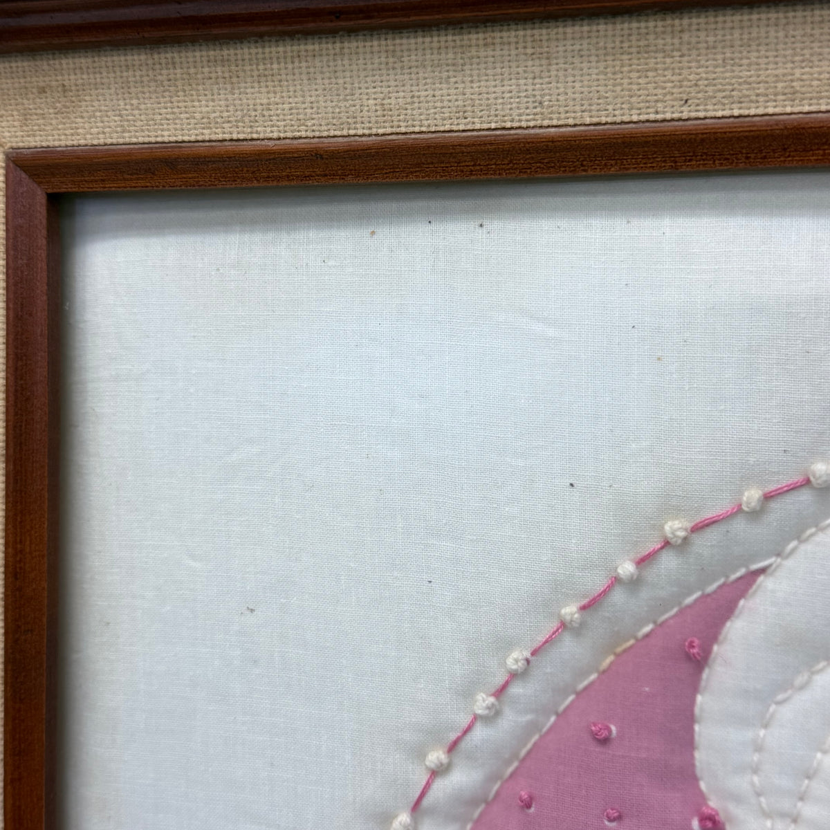 Teddy Bear Embroidery Pink Pajamas Nursery Textile Wall Art