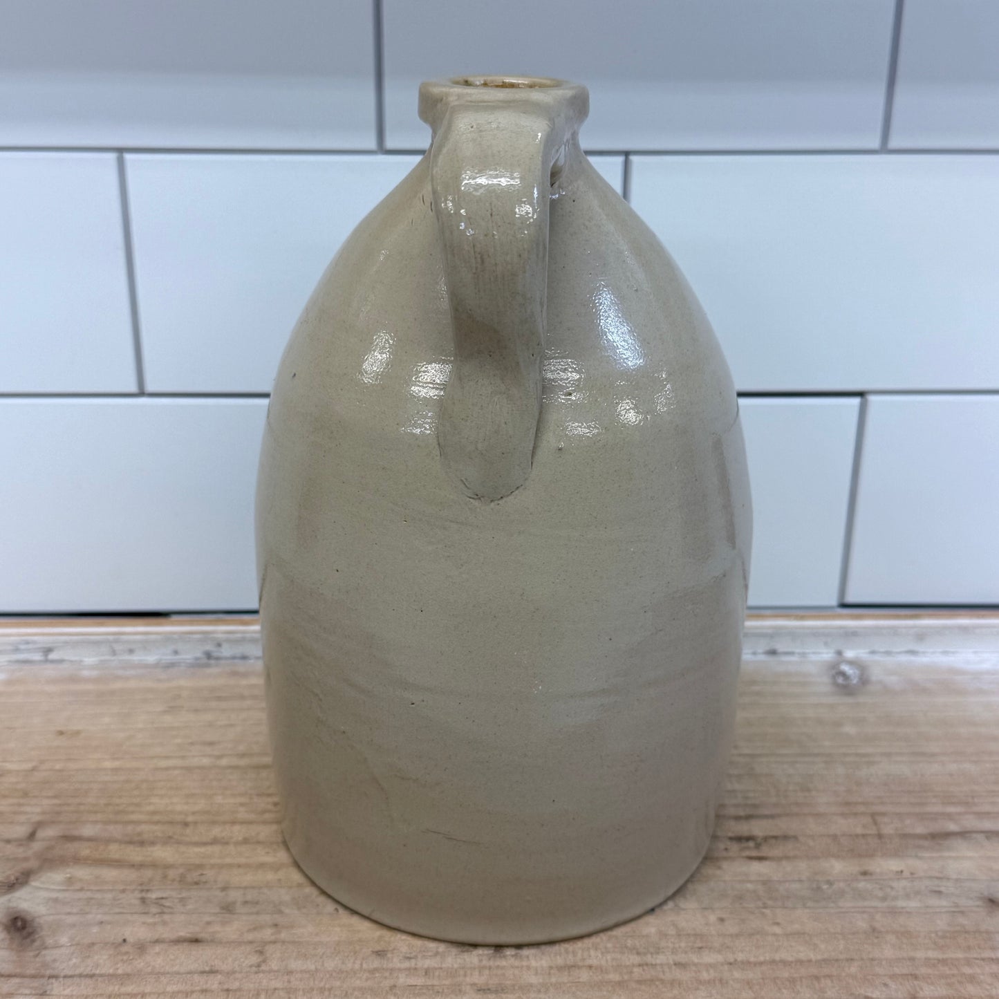 Studio Art Pottery Floral Stoneware Handled Jug Signed