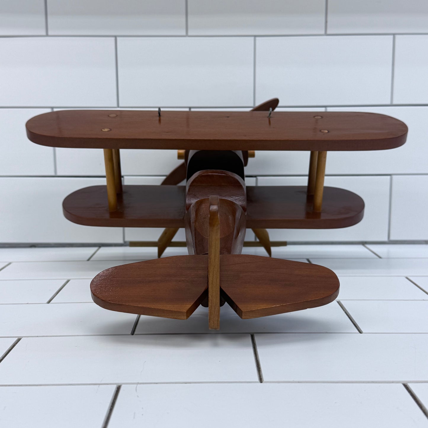 Vintage Wooden Bi-Plane Hanging Sculpture