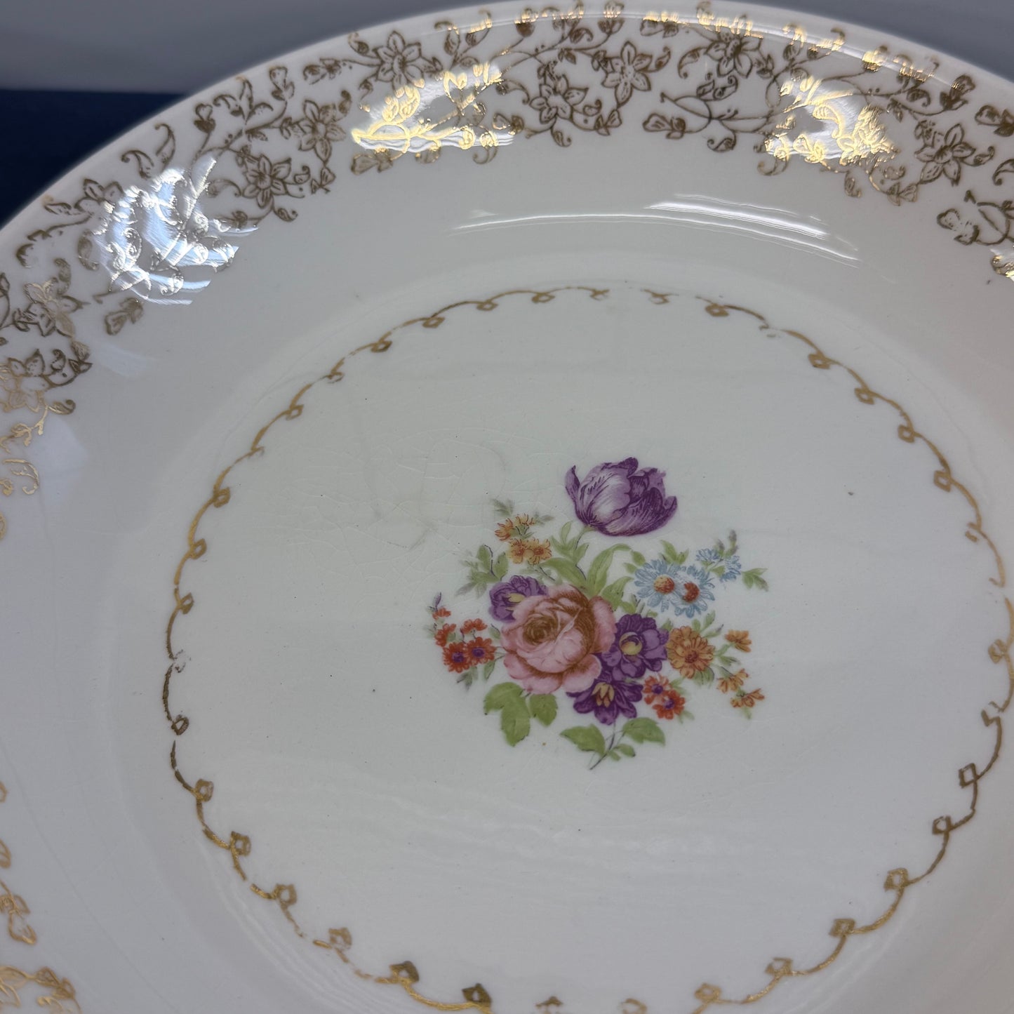 Stetson Soup Bowls Set 22K Gold Floral China