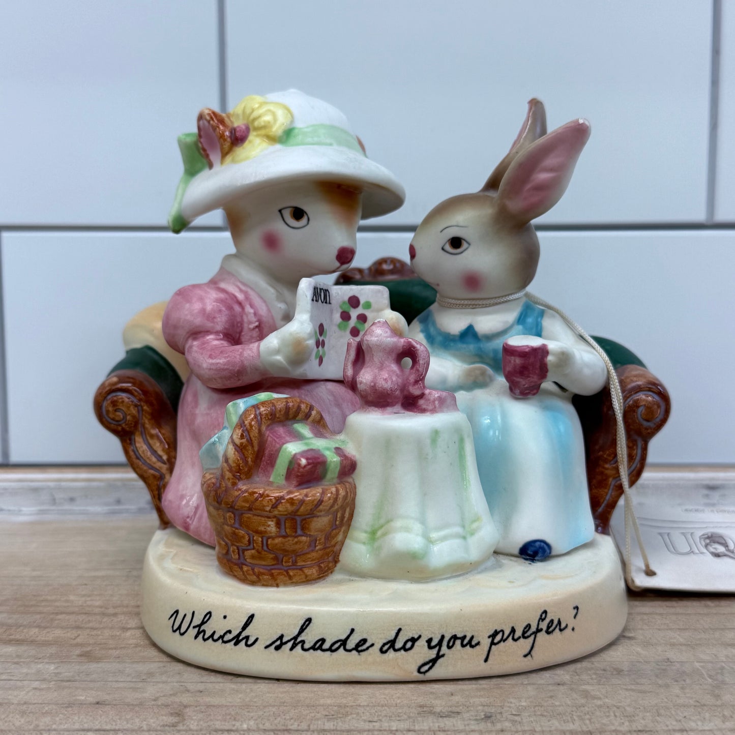 Avon Precious Moments Rabbit Teatime Figurine 1980