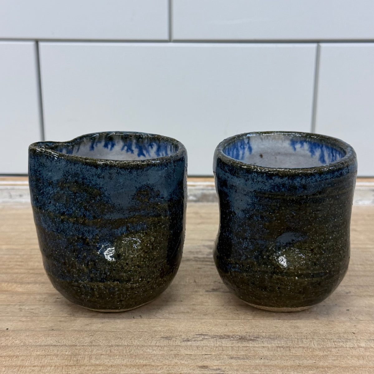 Blue Studio Pottery Stoneware Creamer & Sugar Bowl Set