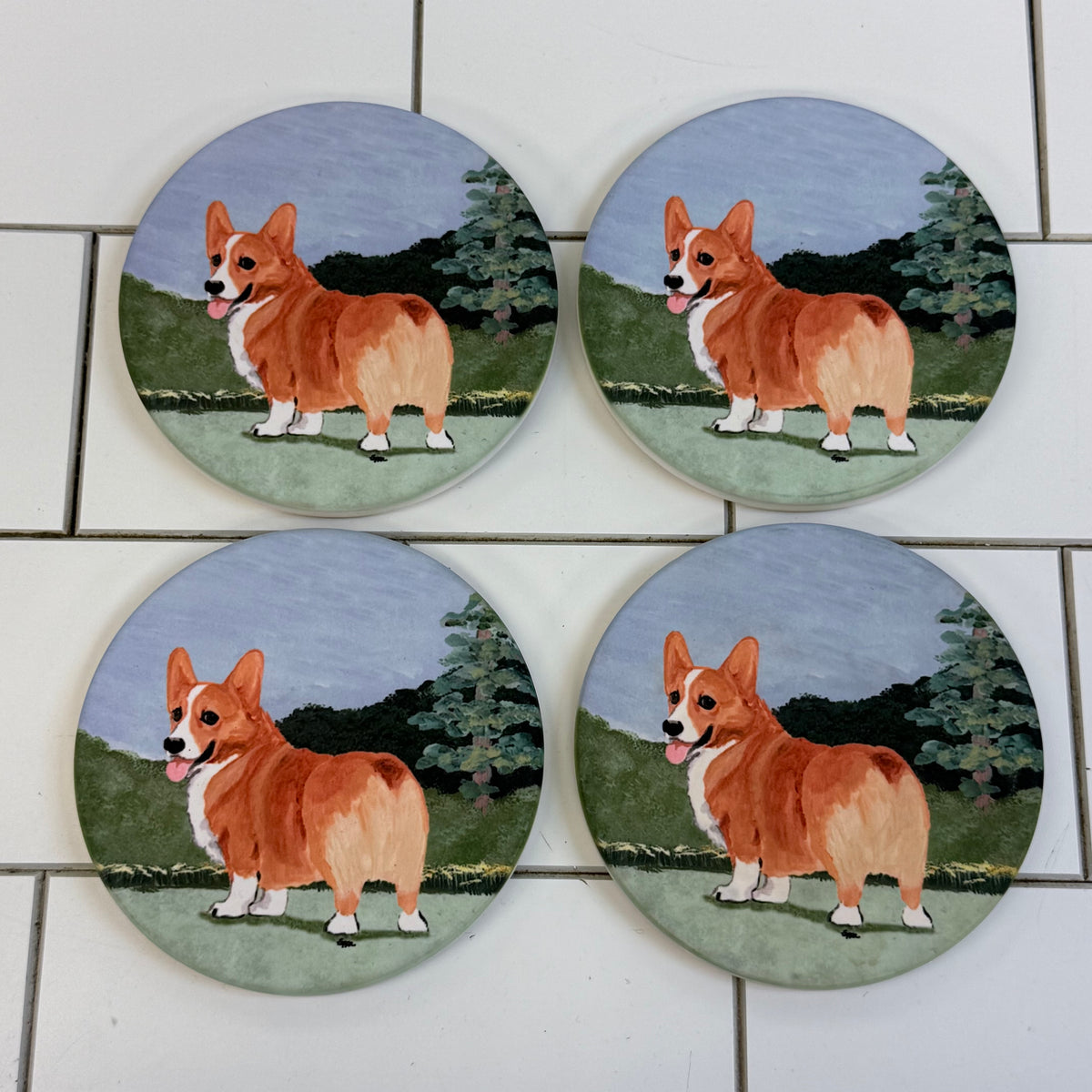 Zeppa Studios Corgi Fur Children Bisque Coasters Set of 4
