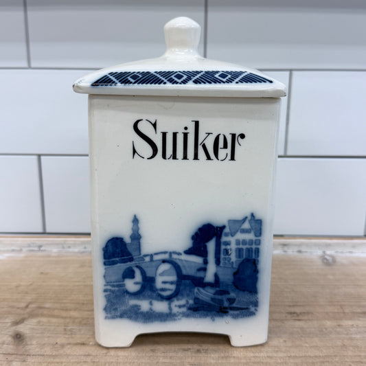 Elvira Delft Style Suiker Lidded Sugar Canister Ceramic Vintage