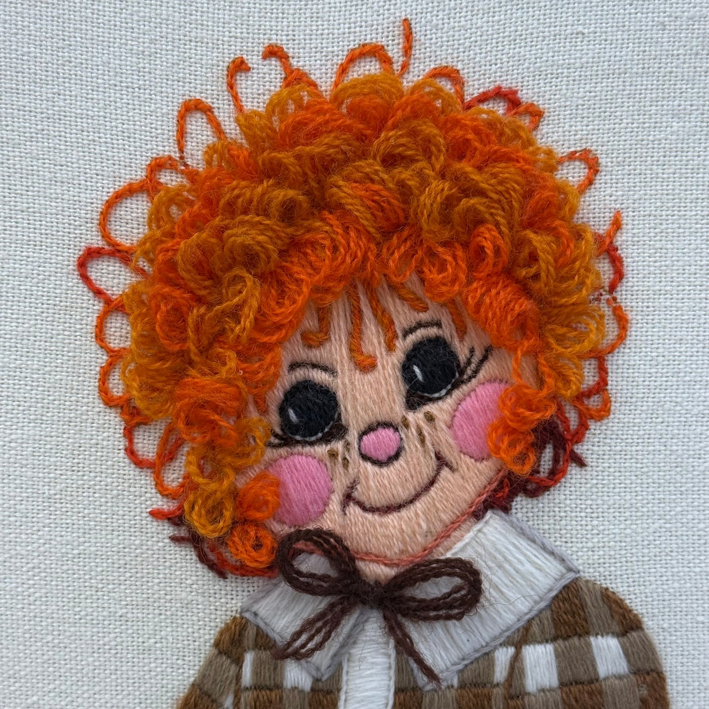 Raggedy Ann & Andy Framed Crewel Embroidery Art, Set of 2